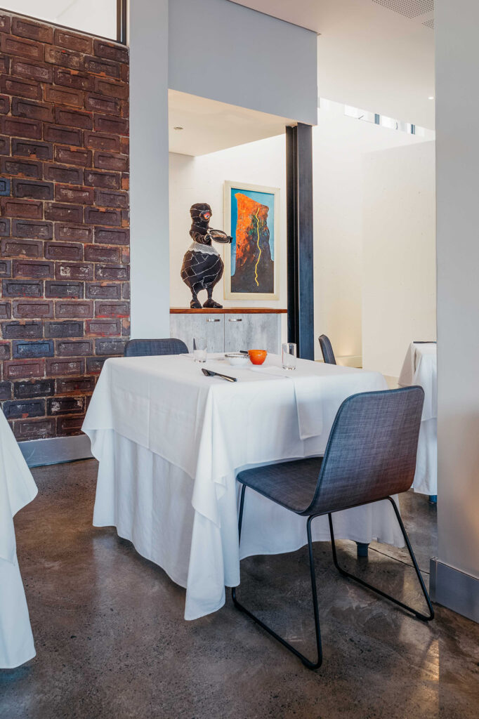 Interior of Est Est Alea, a fine dining restaurant in Johannesburg, designed by Principia Design.