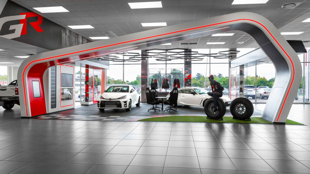 Interior of a Toyota showroom and office interior, South Africa, designed by Principia Design.
