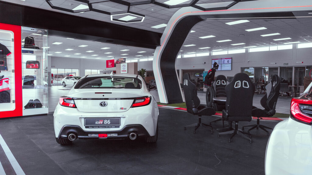 Interior of a Toyota showroom and office interior, South Africa, designed by Principia Design.