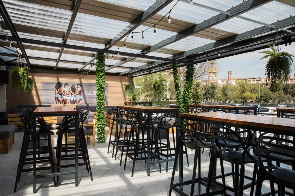 Interior of Billy the Bum's, a cocktail bar and nightclub in Johannesburg, designed by Principia Design.