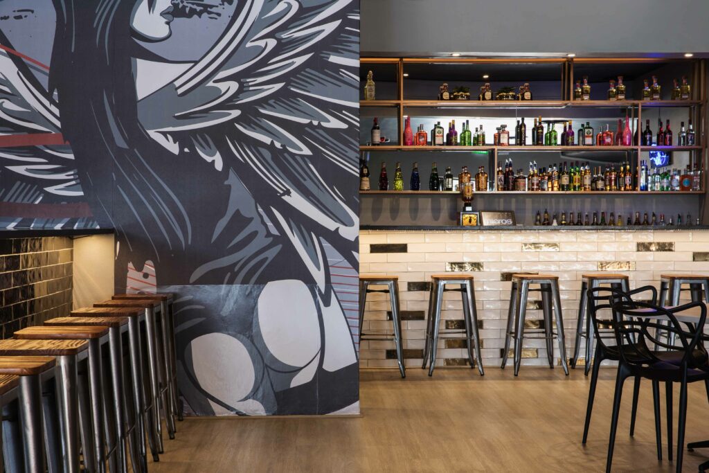 Interior of Billy the Bum's, a cocktail bar and nightclub in Johannesburg, designed by Principia Design.