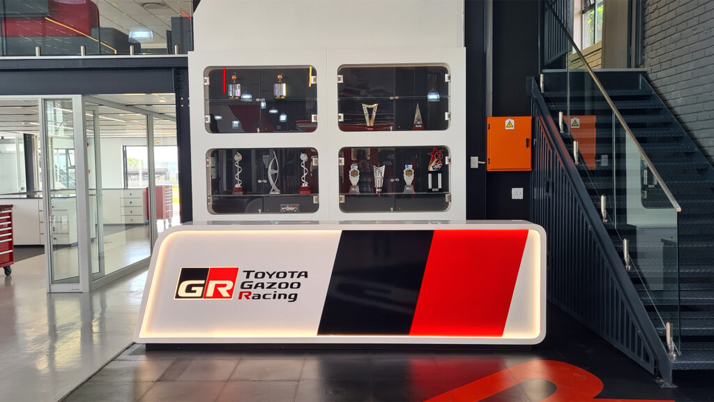 Interior of the Toyota GR Driving Academy at Zwartkops Raceway, designed by Principia Design.